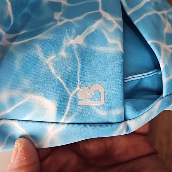 Women's Buff Bunny Blue White Marbeling Bra Crop Top Size Medium Zipper - Picture 2 of 5